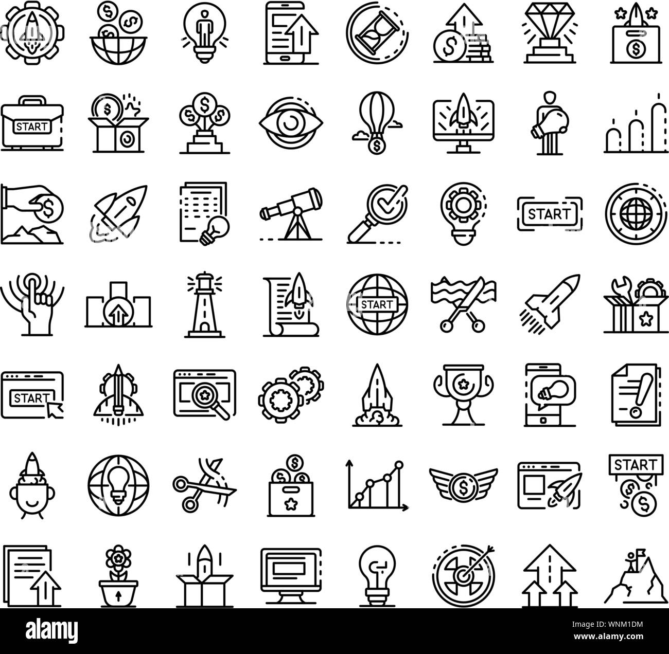 Startup icons set, outline style Stock Vector Image & Art - Alamy