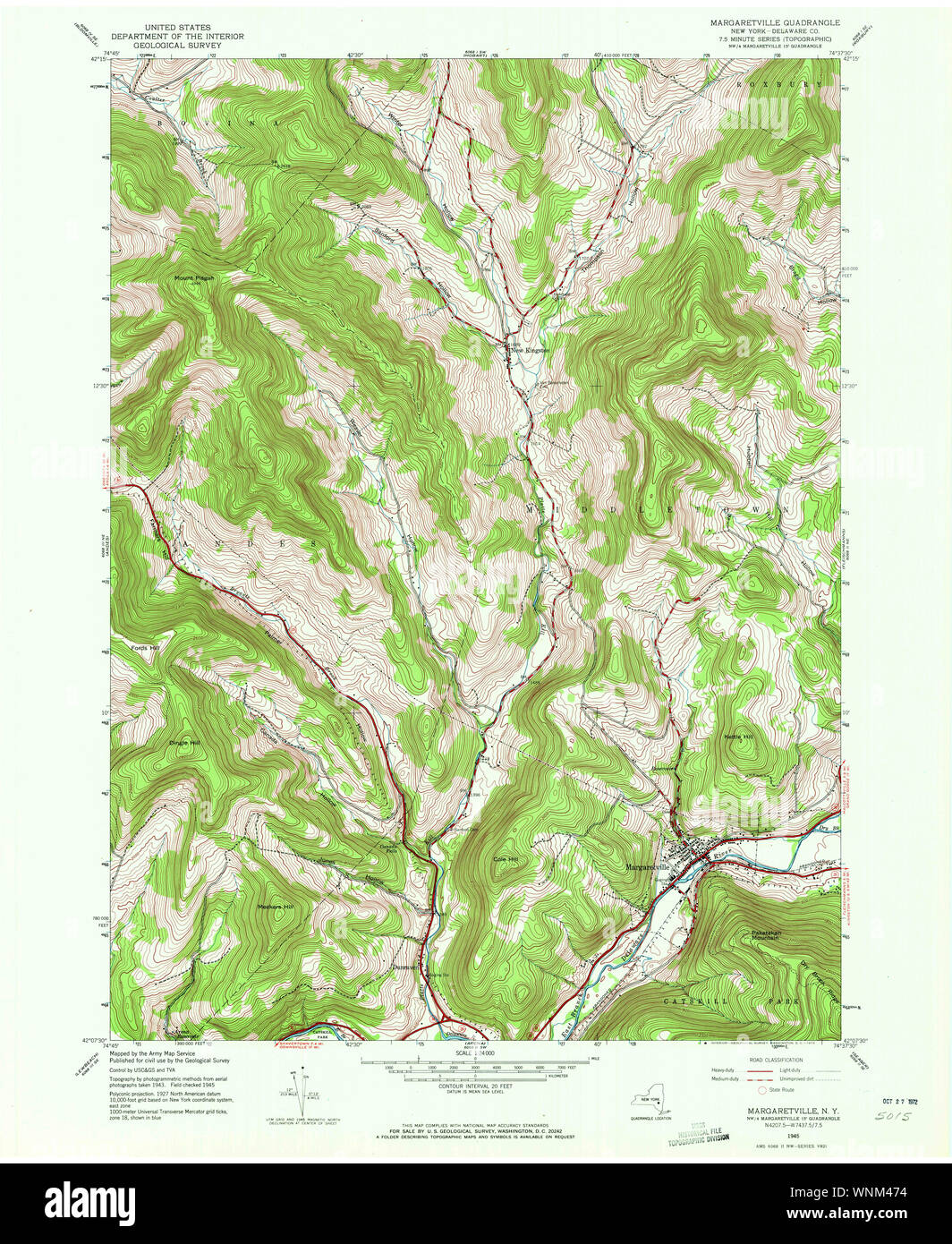 New York NY Margaretville 130463 1945 24000 Restoration Stock Photo Alamy