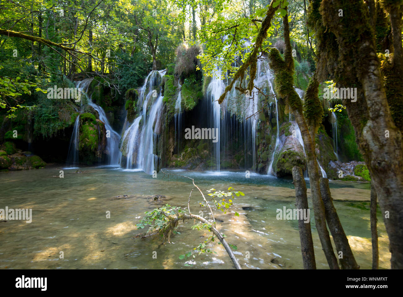 Beautiful waterfalls 'cascades des tufs' near Arbois in the Franche Comté area in France Stock Photo