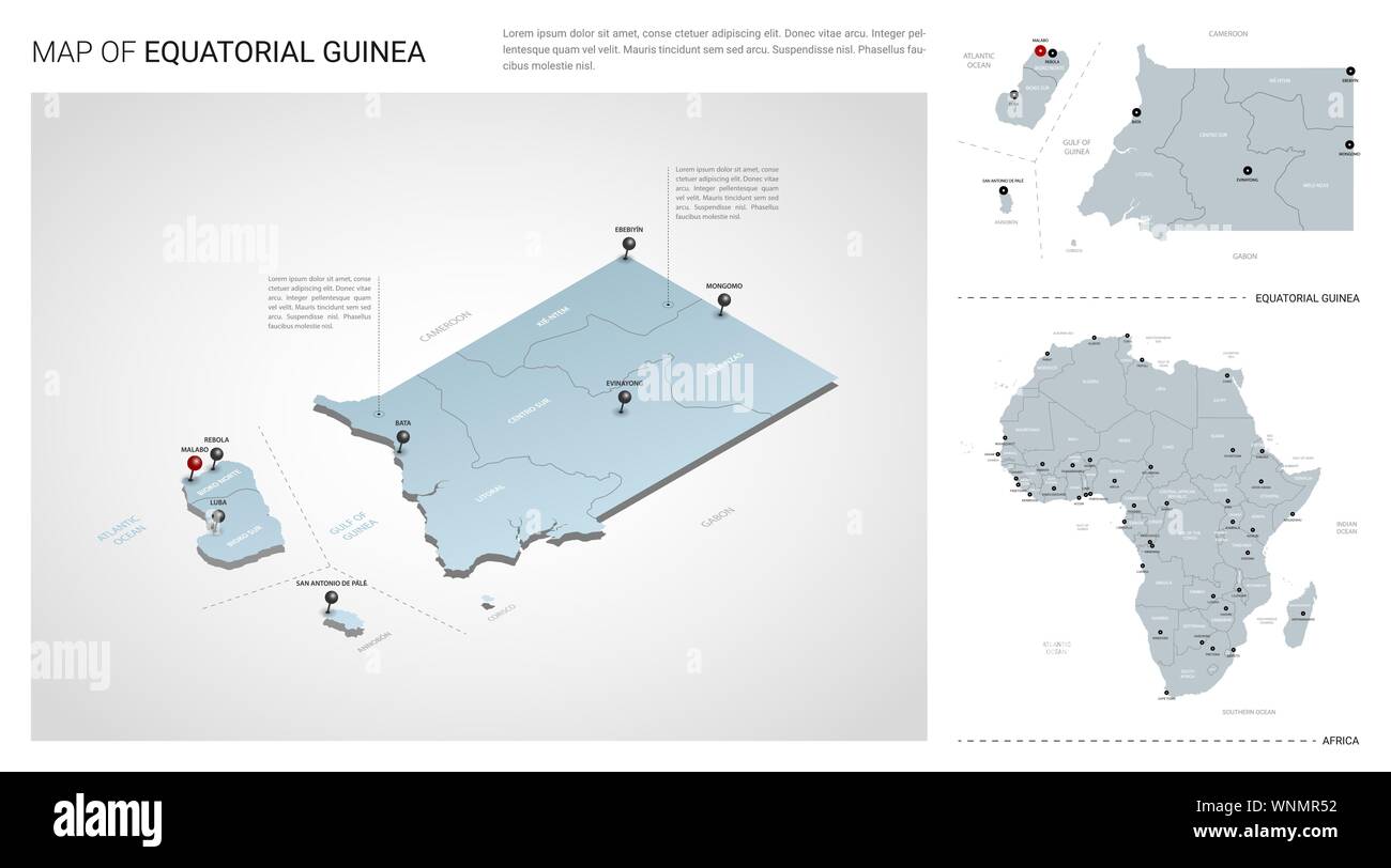 Vector Set Of Equatorial Guinea Country Isometric 3d Map