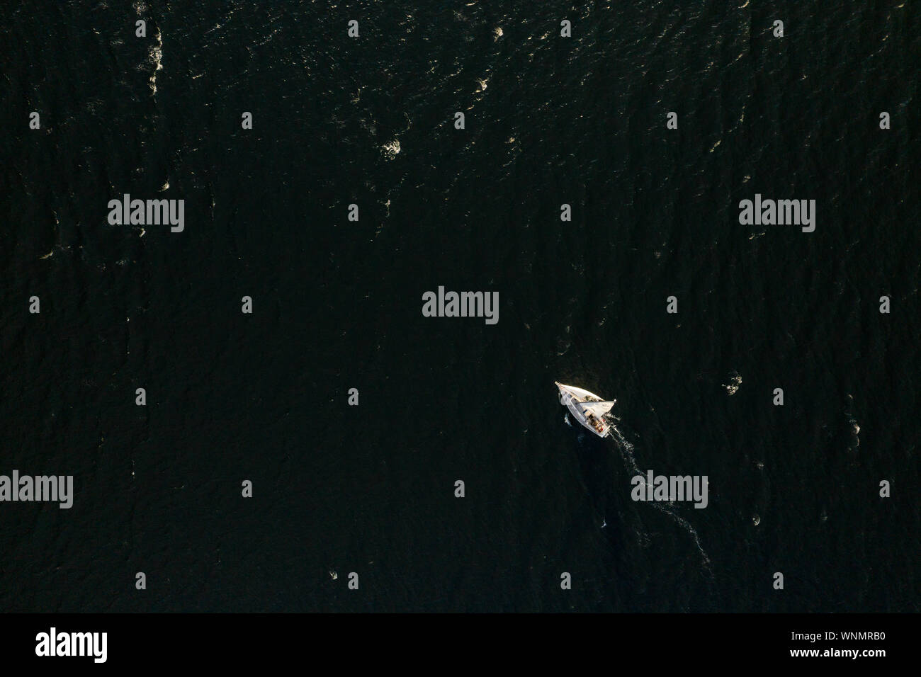 Aerial photograph of a sailing yacht Stock Photo - Alamy