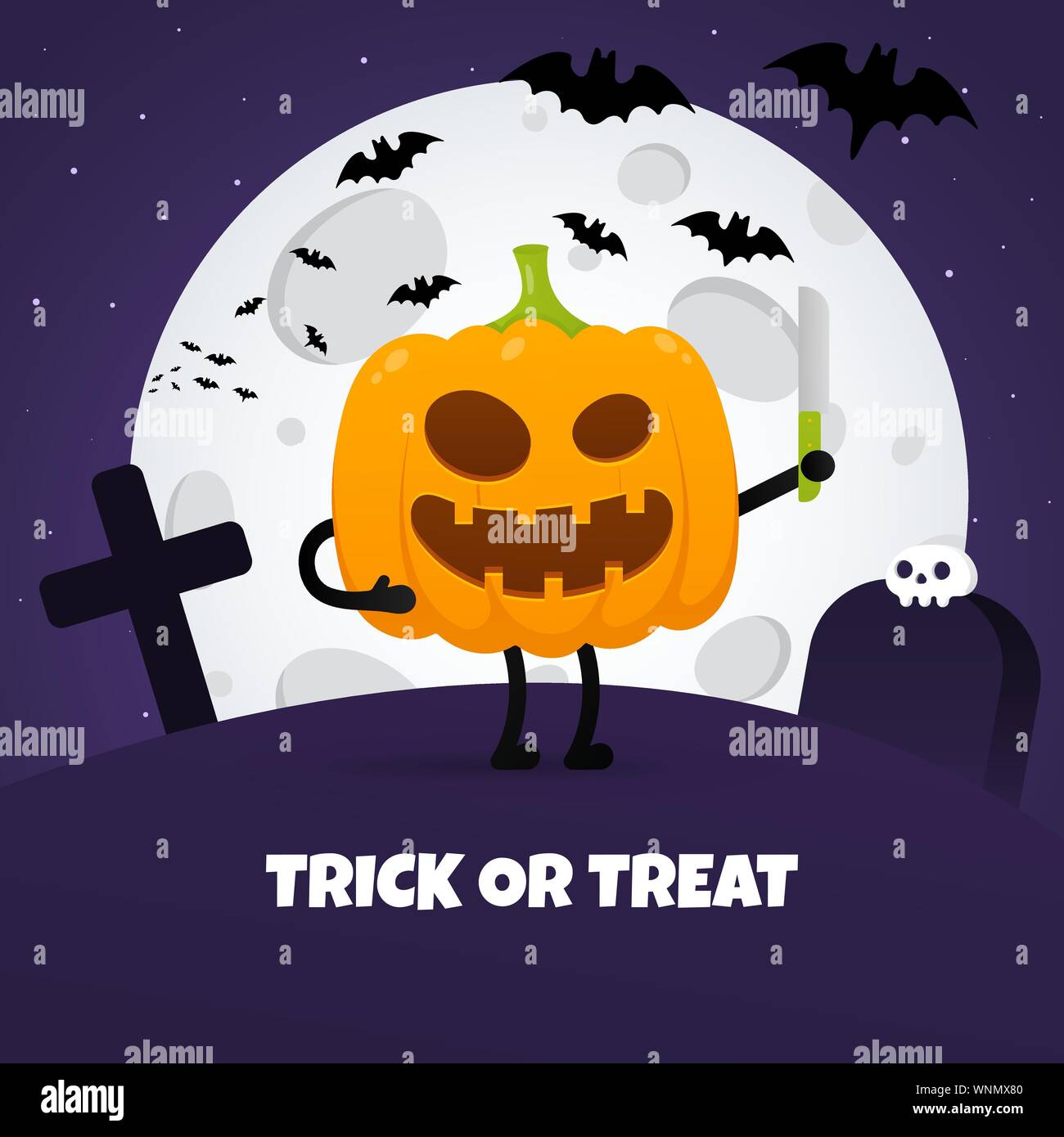 Happy halloween poster with pumpkin scary face expression grimace and ...