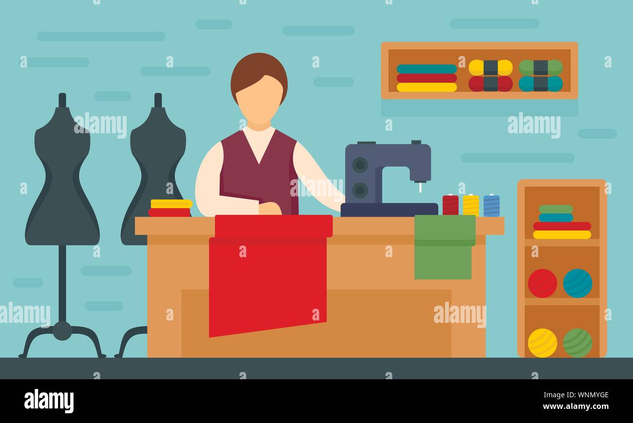 Tailor Concept Banner Flat Illustration Of Tailor Vector Concept