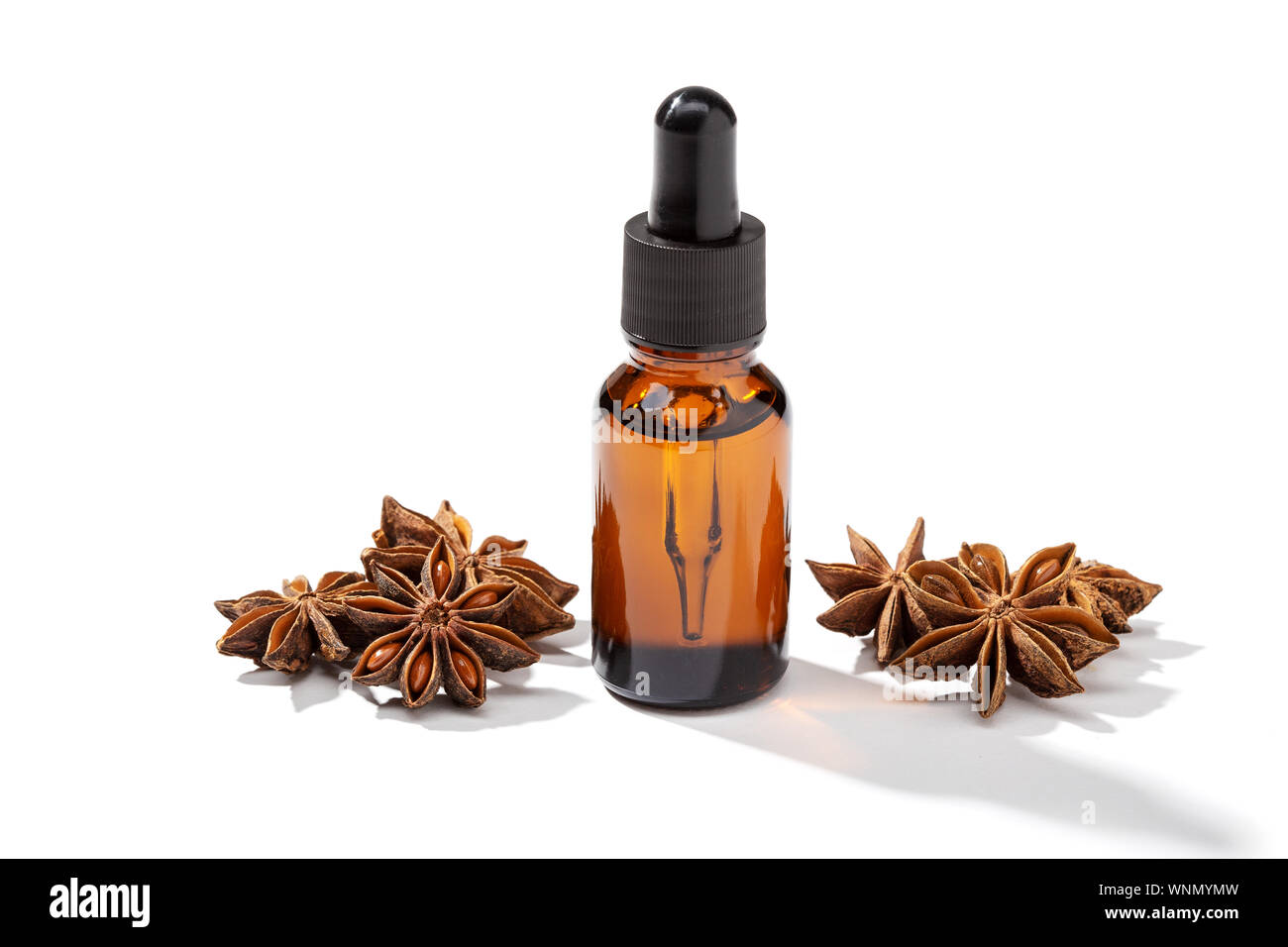 Star Anise Essential Oil Isolated On White Background Illicium Verum Oil Bottle With Dropper Stock Photo Alamy