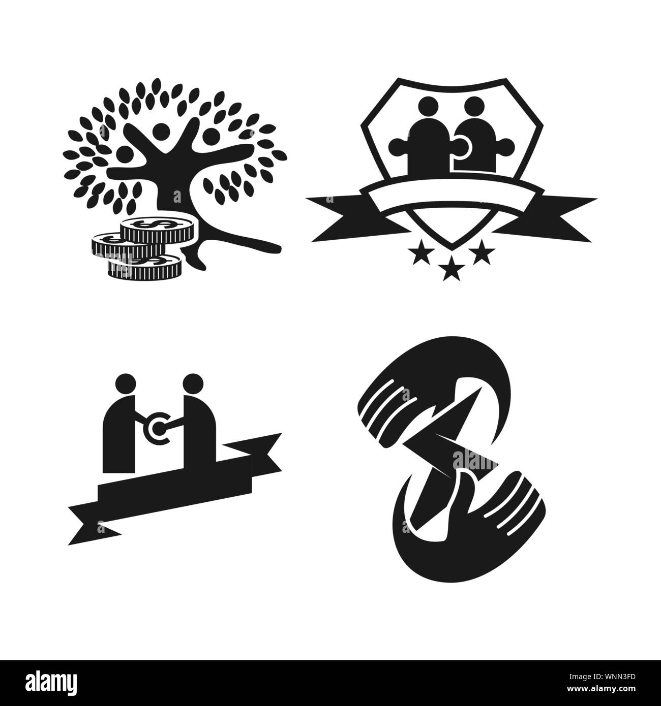 Commitment Teamwork Together Business Black Logo Illustration Vector ...