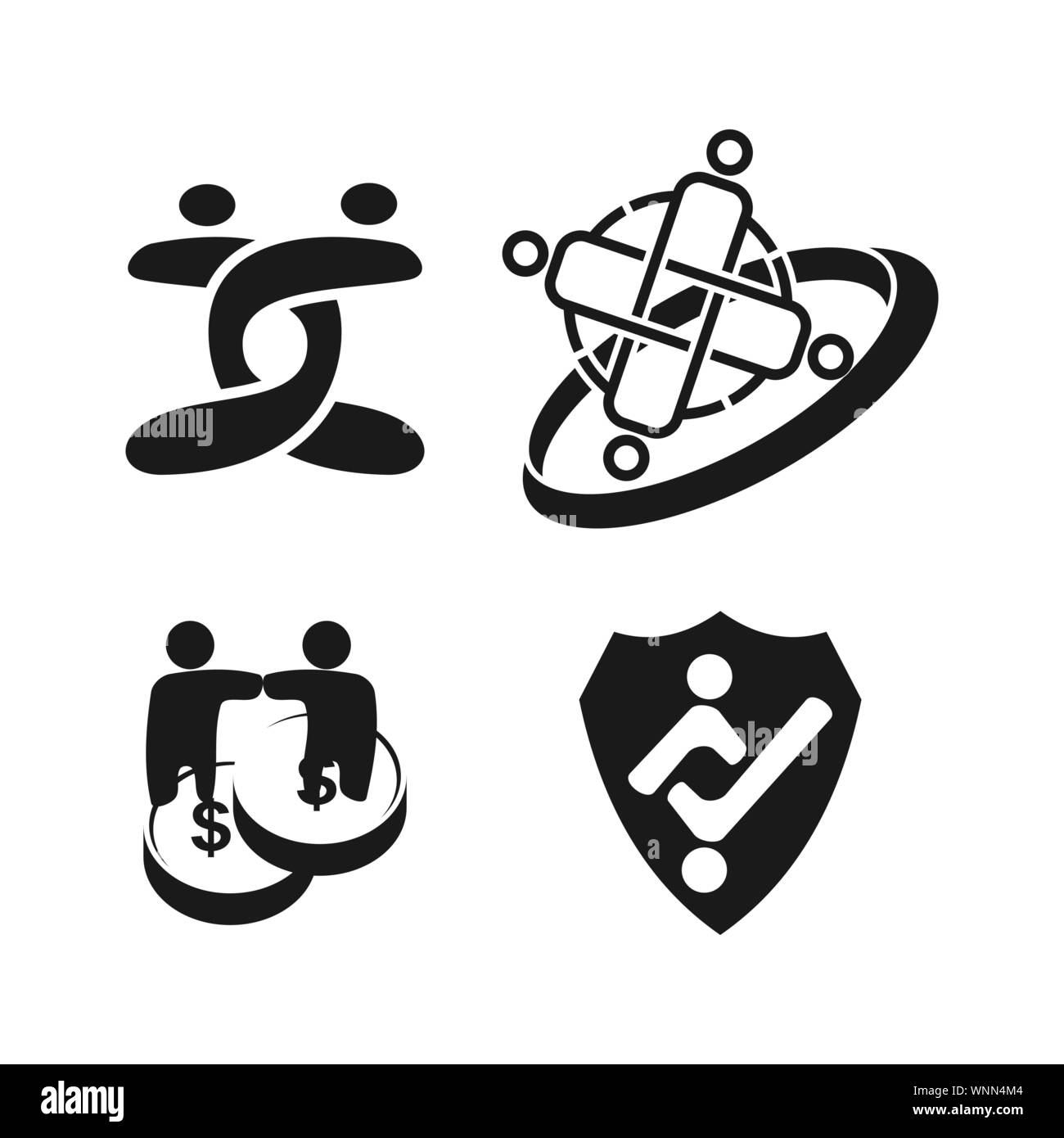 Commitment Teamwork Together Business Black Logo Illustration Vector ...