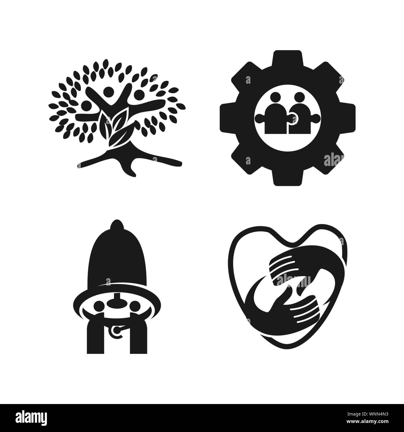 Commitment Teamwork Together Business Black Logo Illustration Vector ...