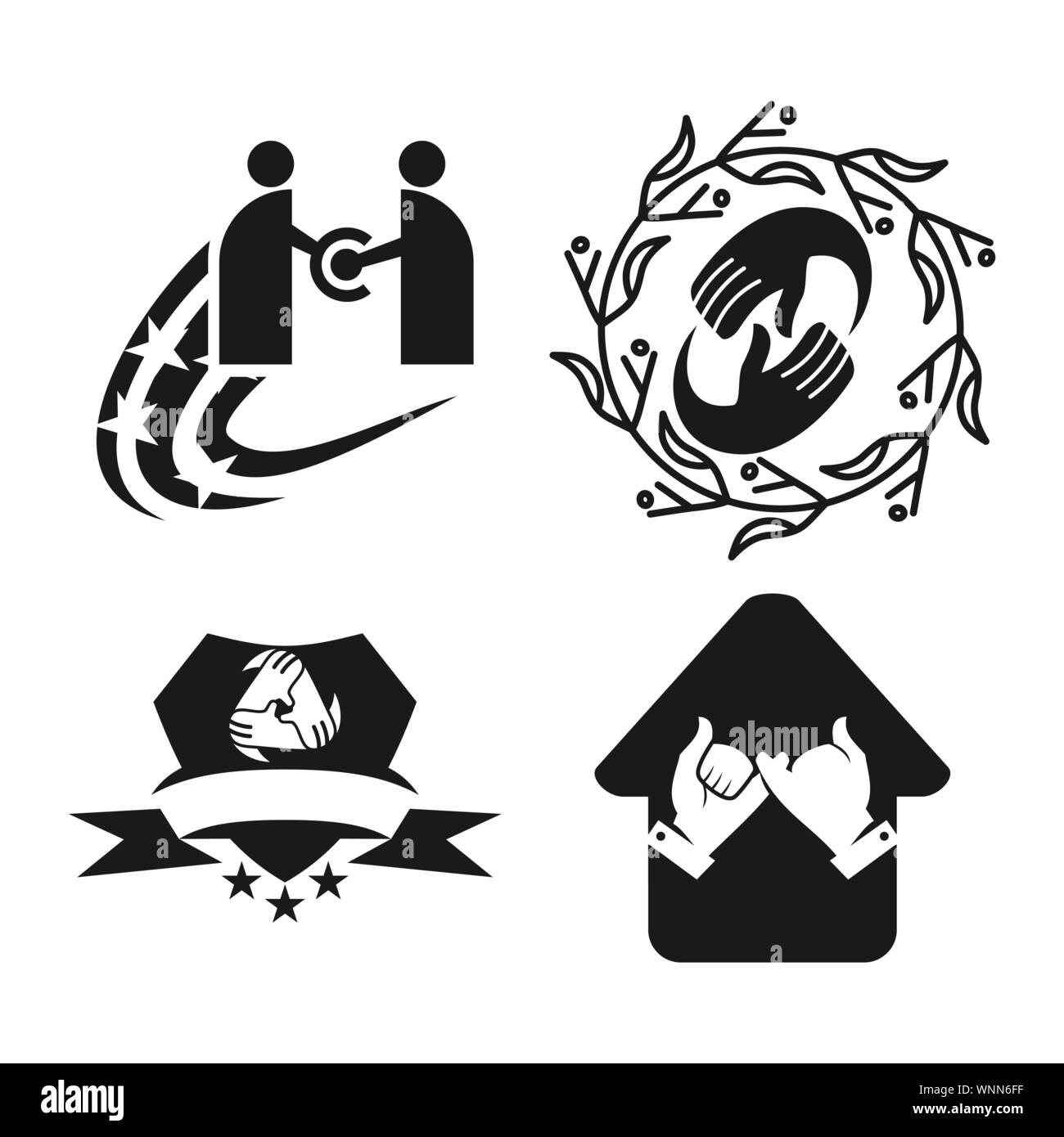 Commitment Teamwork Together Business Black Logo Illustration Vector ...