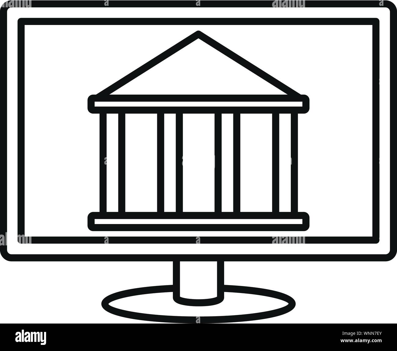 Internet bank building icon. Outline internet bank building vector icon ...