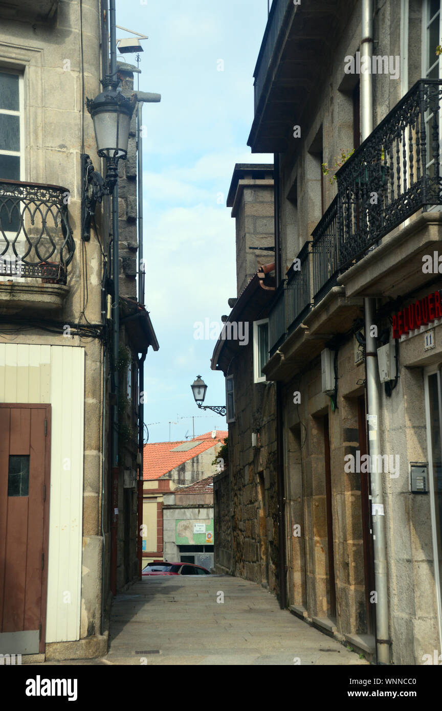 A Tiny Narrow Street in the Old Town of Vigo, North West Spain, EU. Stock Photo