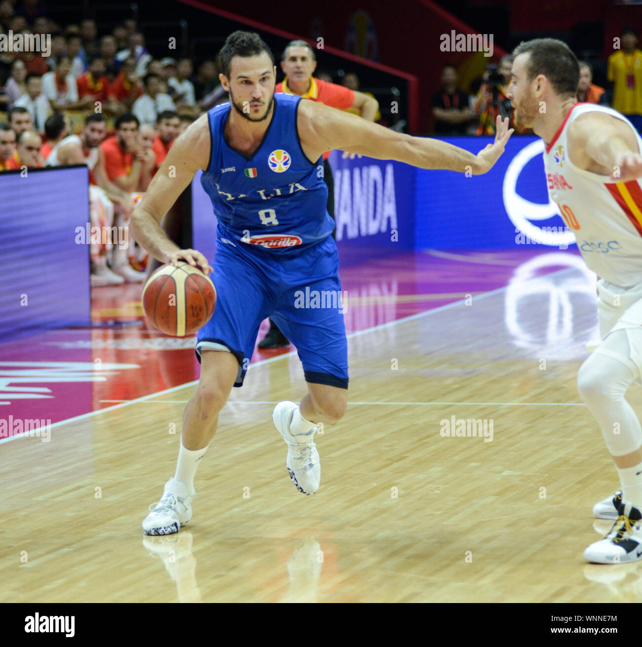 Danilo Gallinari (Italy) against Spain. Basketball World Cup China 2019, second round Stock Photo