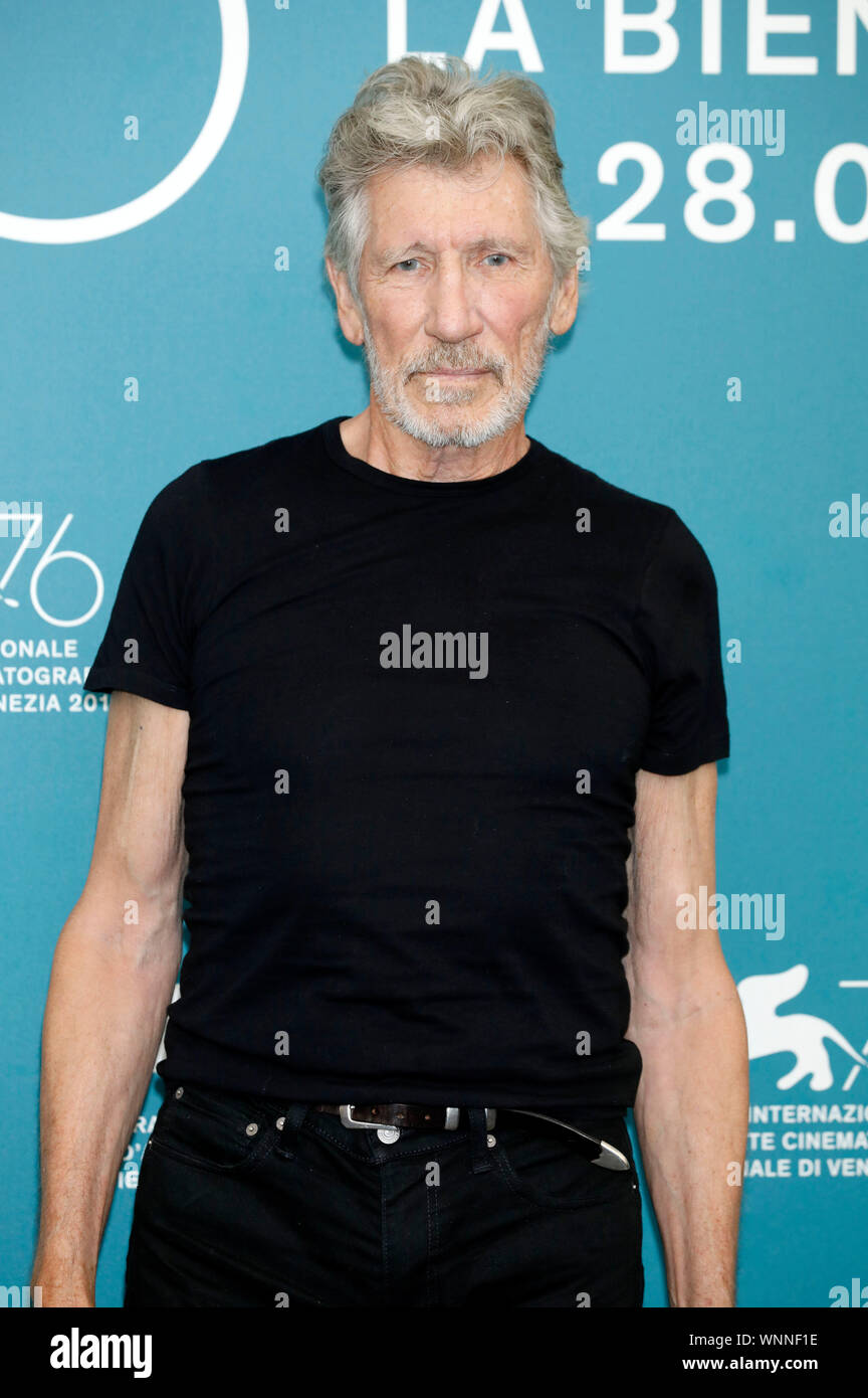 Venice, Italy. 06th Sep, 2019. Roger Waters attending the 'Roger Waters Us   Them' photocall during the 76th Venice Film Festival at Palazzo del Casino on September 06, 2019 in Venice, Italy. Credit: Geisler-Fotopress GmbH/Alamy Live News Stock Photo