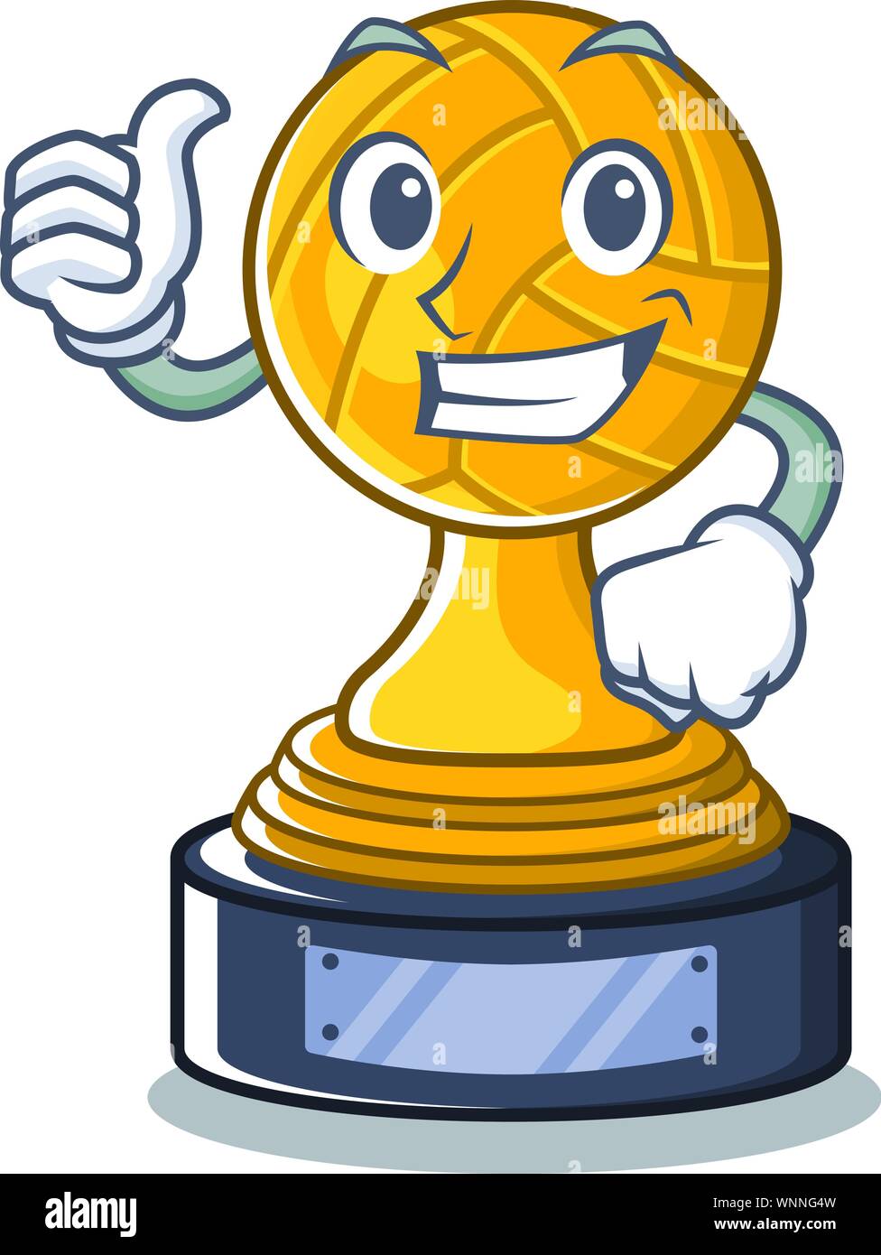 Thumbs up volleyball cartoon trophy in mascot cupboard Stock Vector