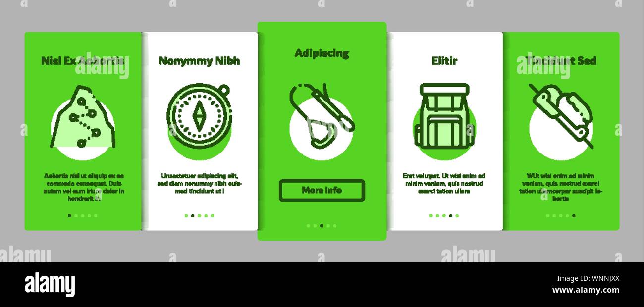 Alpinism Elements Vector Onboarding Stock Vector