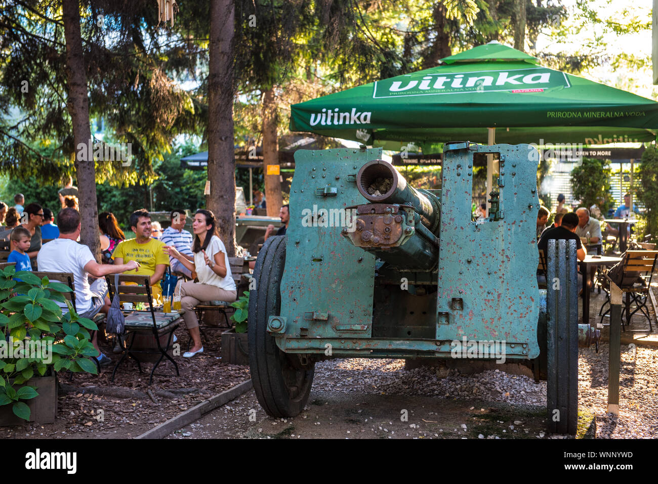 Sarajevo. In the garden area of Cafe Tito Bar Stock Photo