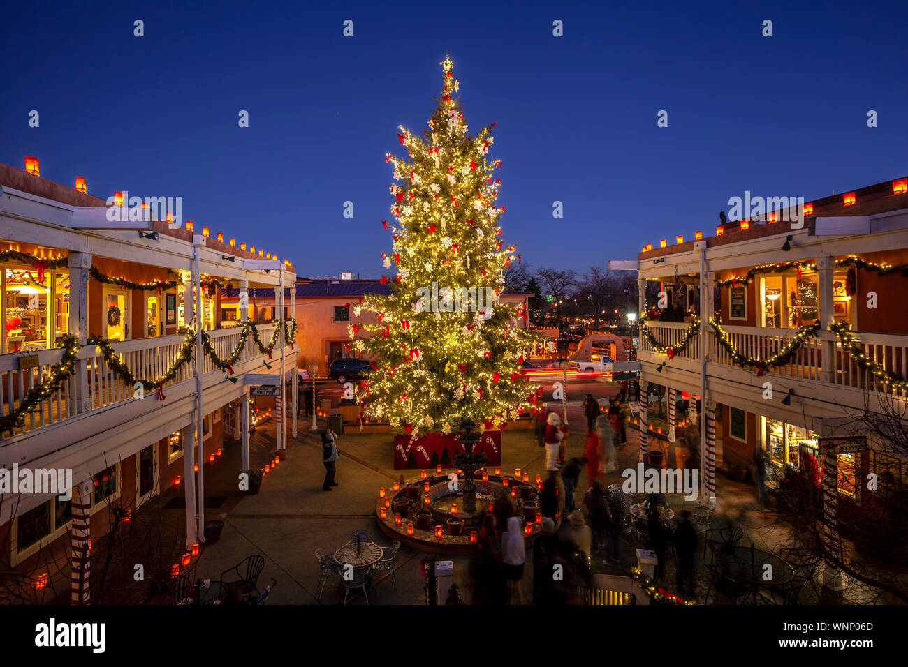 Christmas tree, Plaza Don Luis, Old Town Albuquerque, New Mexico USA Stock Photo