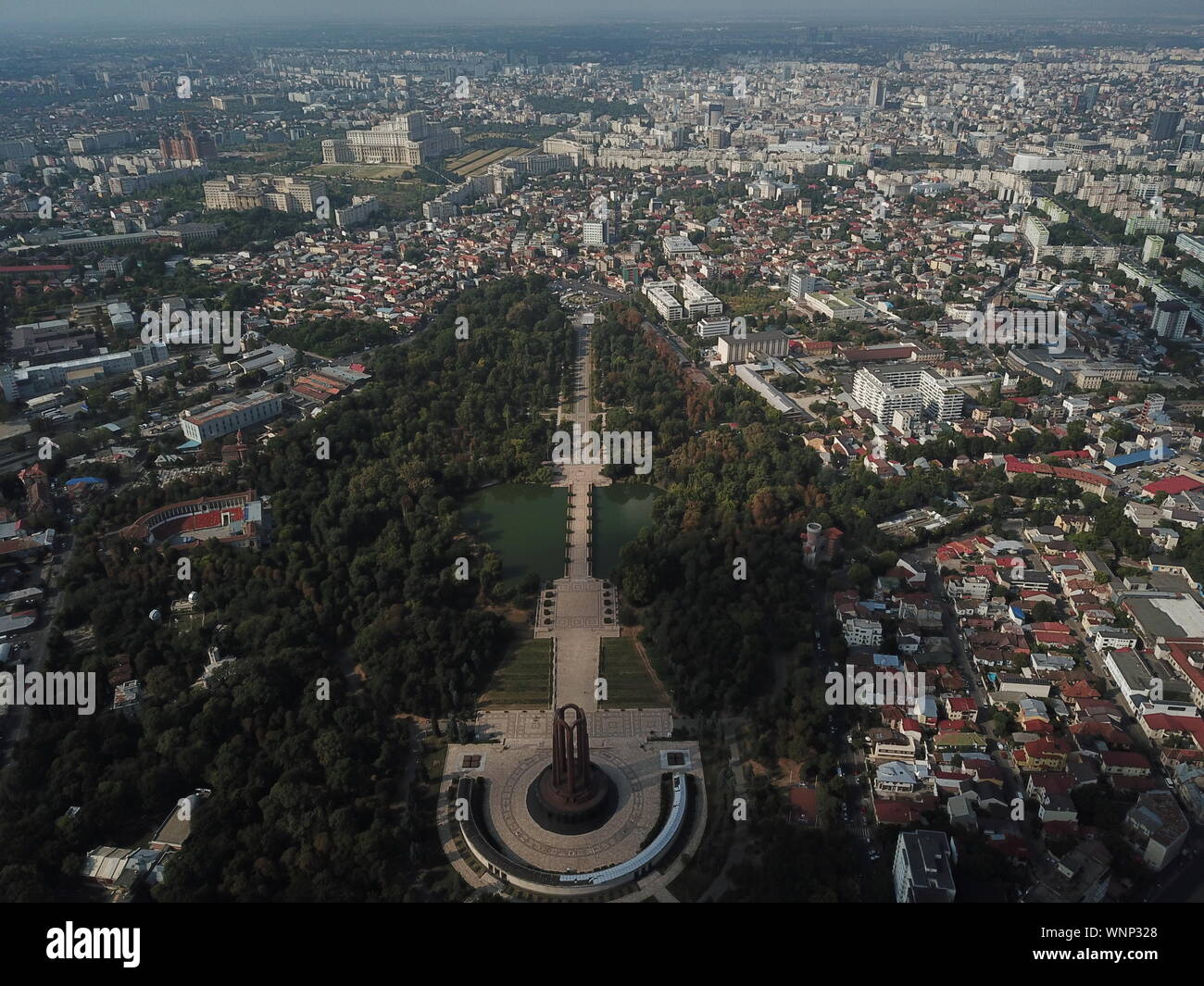 Bucharest Cityscape drone sights Romania Stock Photo