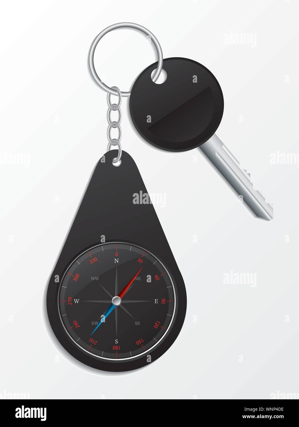 Key with compass keyholder Stock Vector