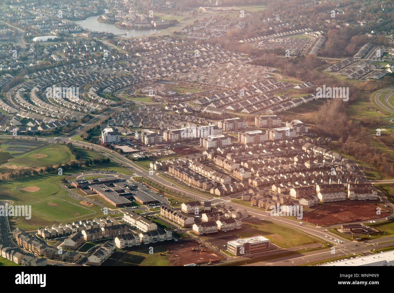 Aerial view of Sterling, Virginia, a suburb of Washington D C. Stock Photo