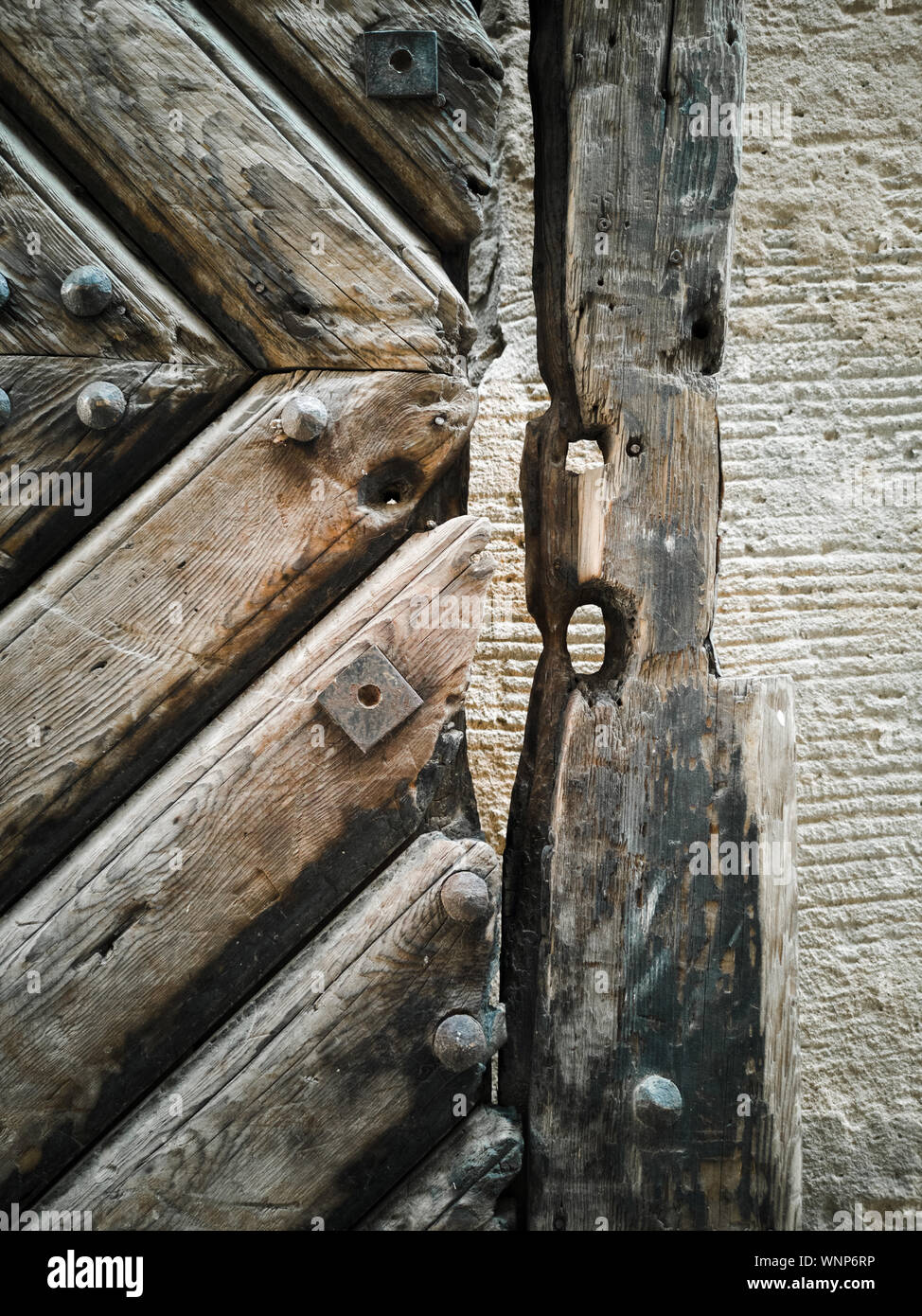 old damaged wooden door Stock Photo