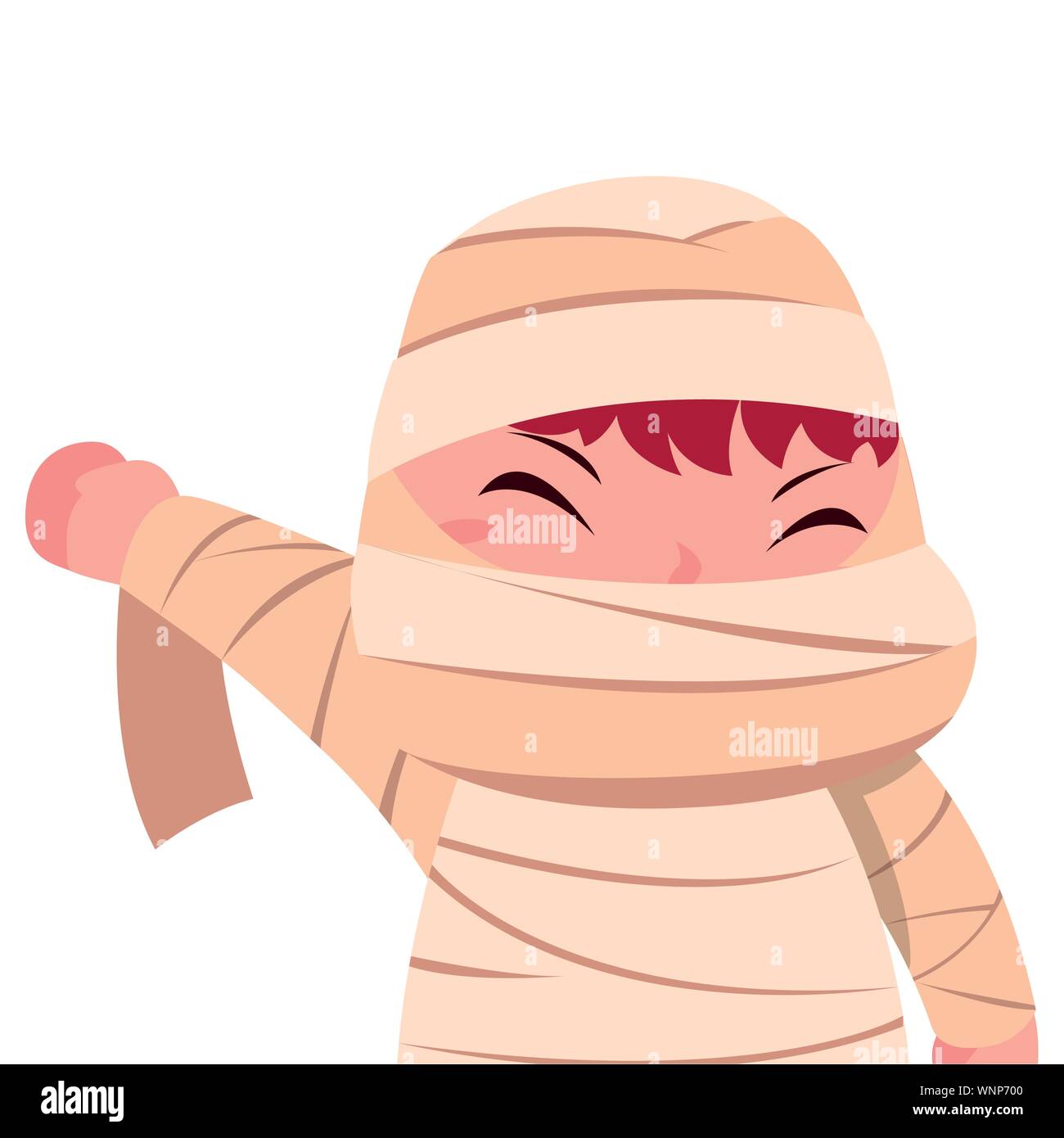 boy dresses in mummy costume halloween vector illustration Stock Vector ...