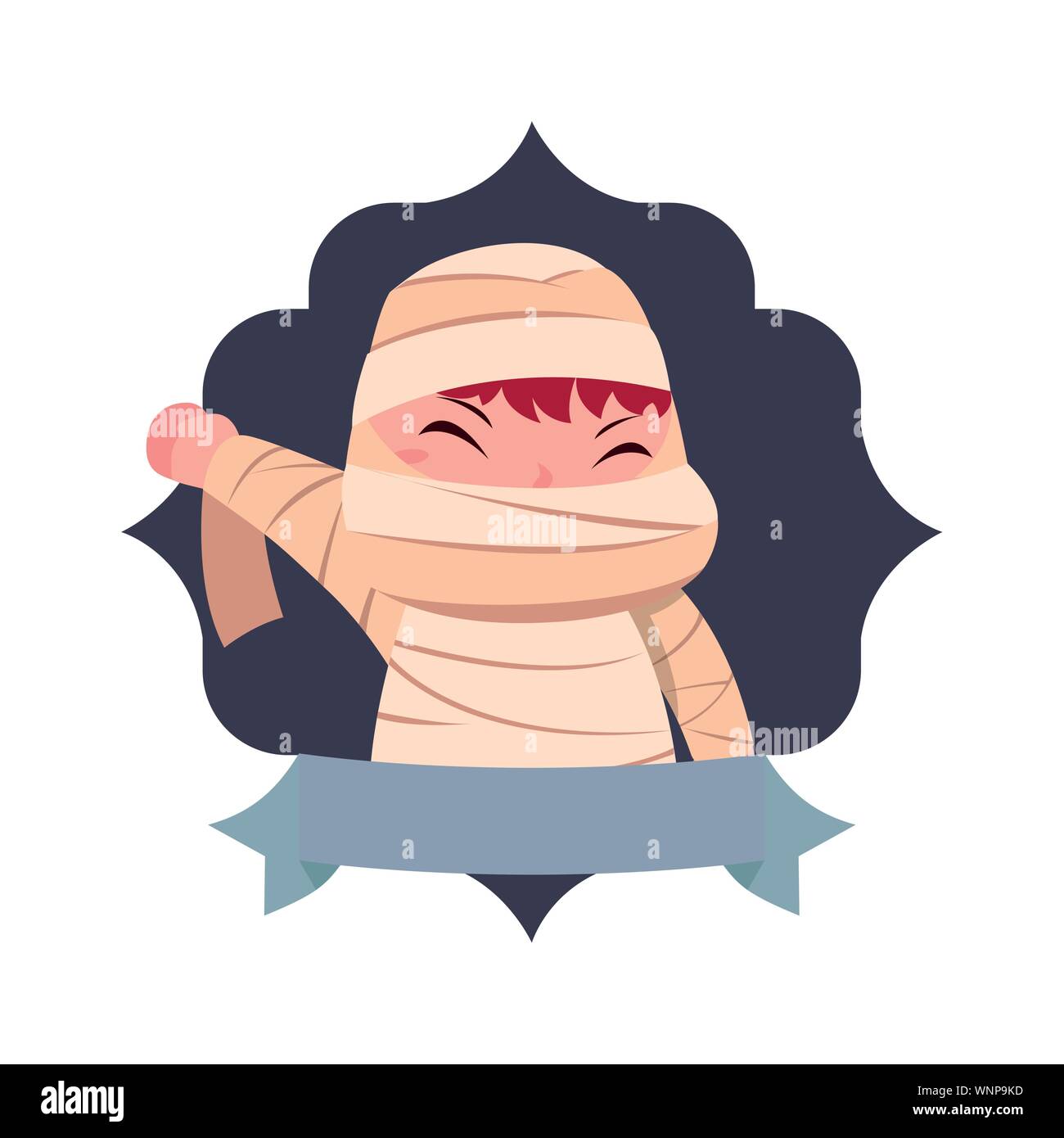 boy dresses in mummy costume halloween vector illustration Stock Vector ...