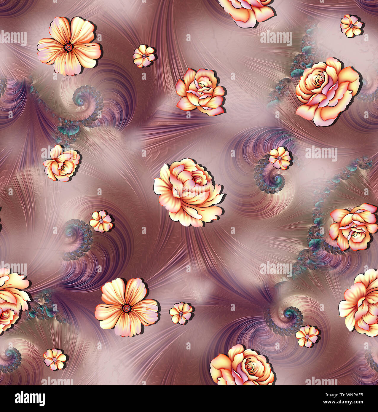 seamless flower design digital print Stock Photo Alamy