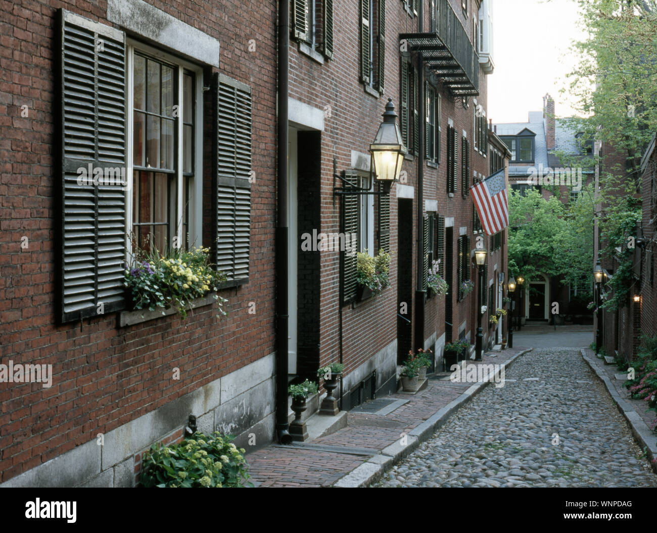 Acorn Street in Boston Stock Photo