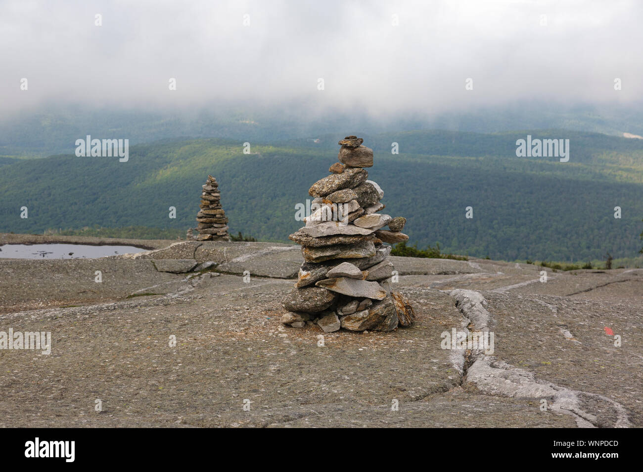Rock cairns along the West Ridge Trail near the summit of Mount