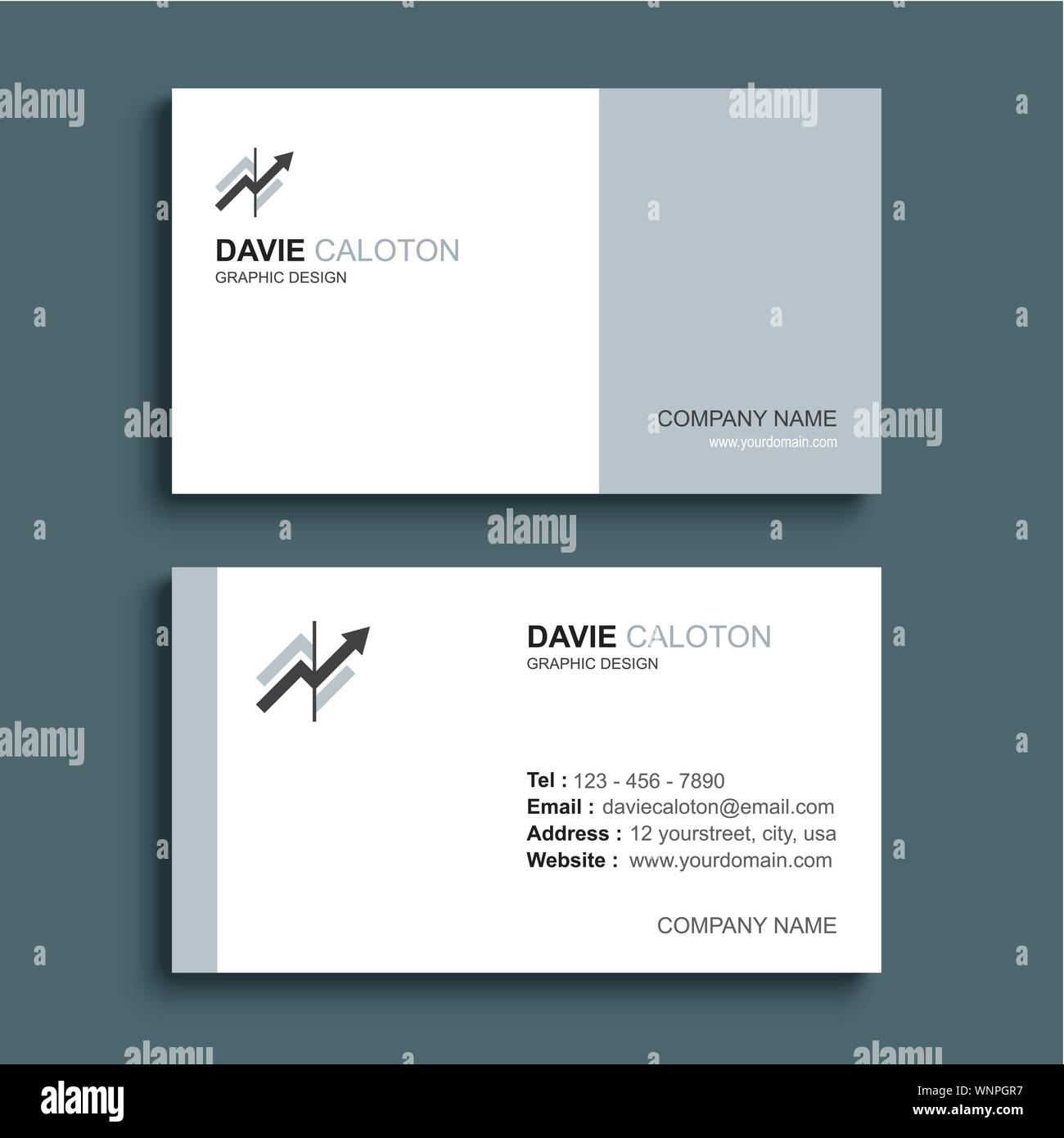 Minimal business card print template design. Gray pastel color and simple clean layout. Stock Vector