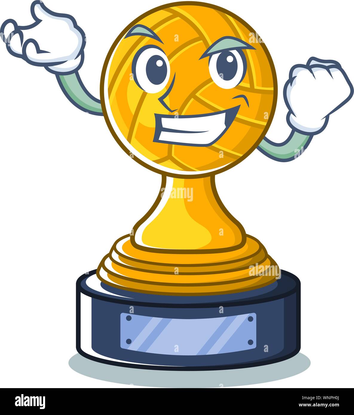 Successful volleyball cartoon trophy in mascot cupboard Stock Vector