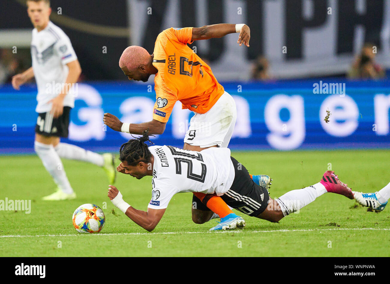 Hamburg Germany 06th Sep 19 Serge Gnabry Dfb Compete For The Ball Tackling Duel Header Zweikampf Action Fight Against Ryan Babel Nl 9 Germany Netherlands Football Euro 21 Qualification Season