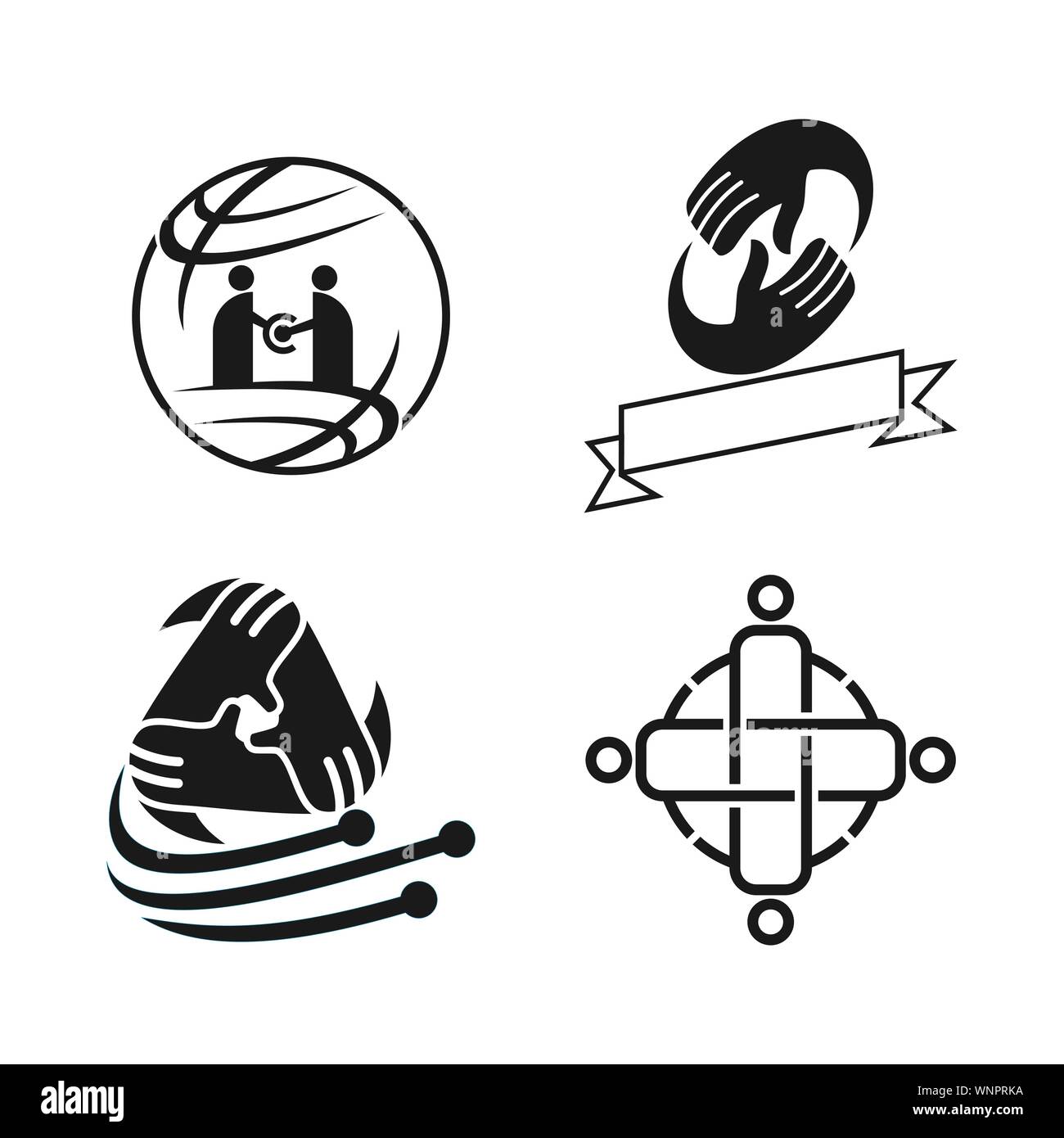 Commitment Teamwork Together Business Black Logo Illustration Vector ...