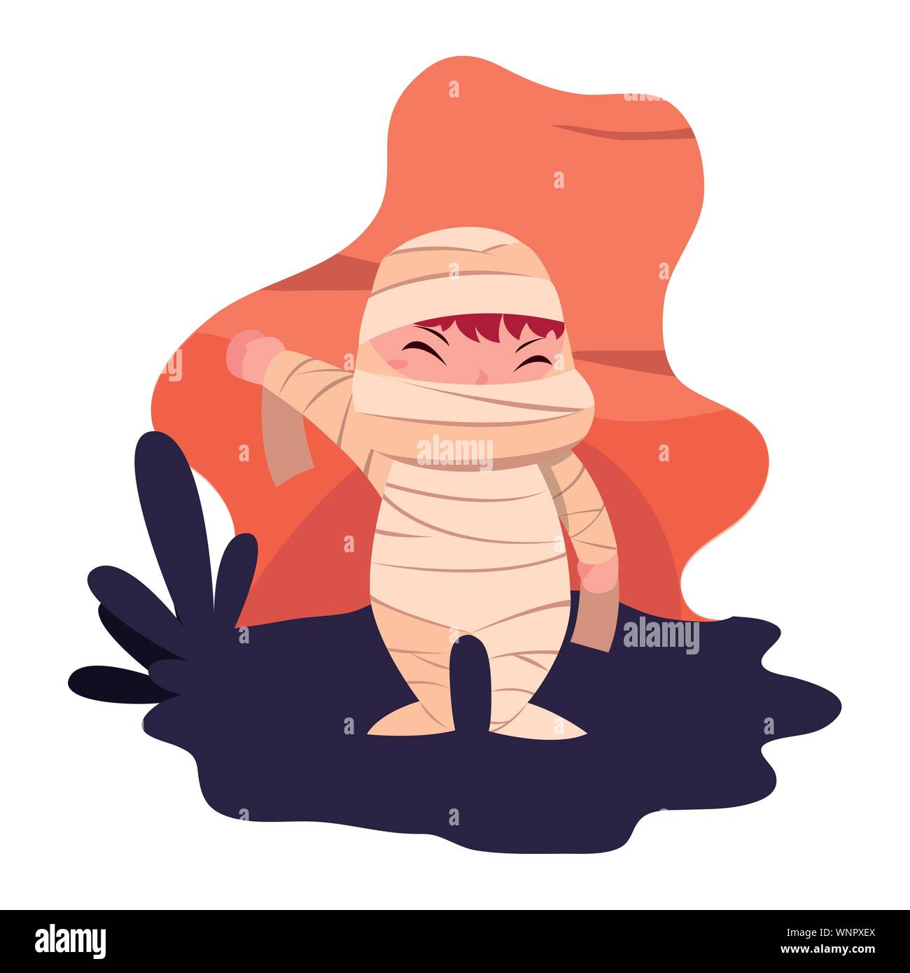 boy dresses in mummy costume halloween vector illustration Stock Vector ...