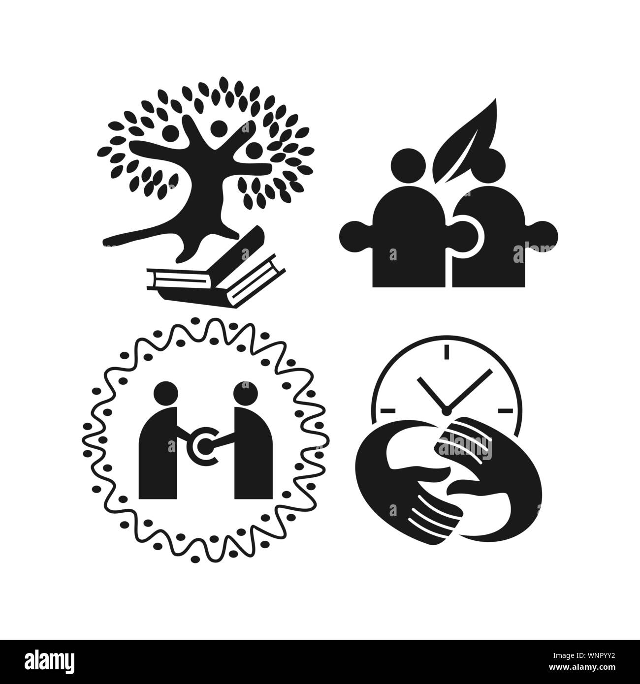 Commitment Teamwork Together Business Black Logo Illustration Vector ...