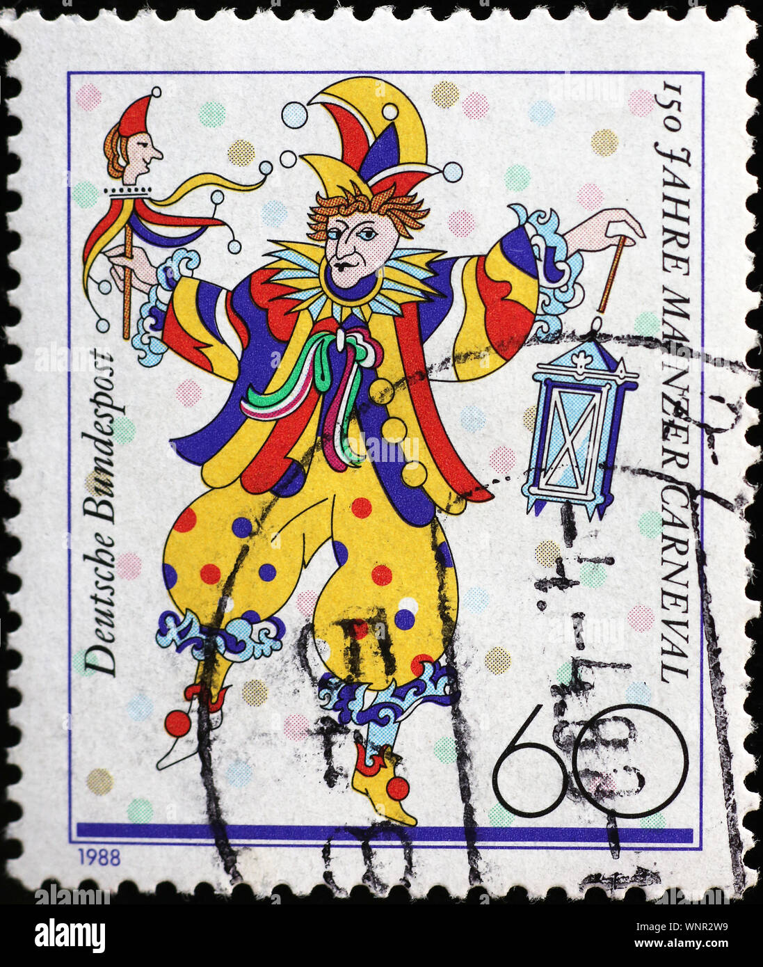 Carnival mask on german postage stamp Stock Photo
