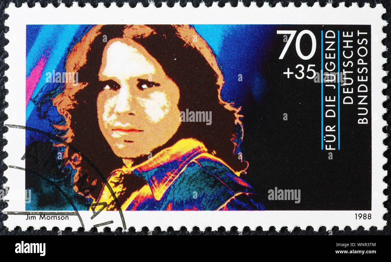 Jim Morrison on german postage stamp Stock Photo