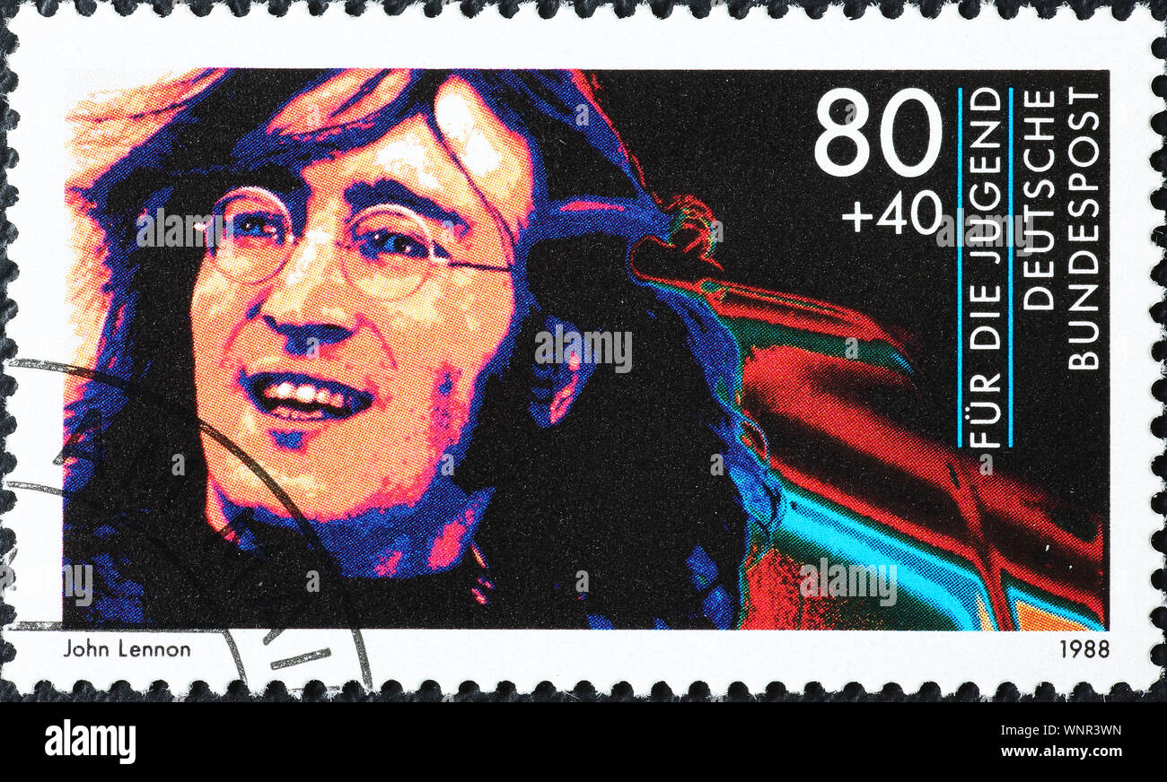 John Lennon on german postage stamp Stock Photo