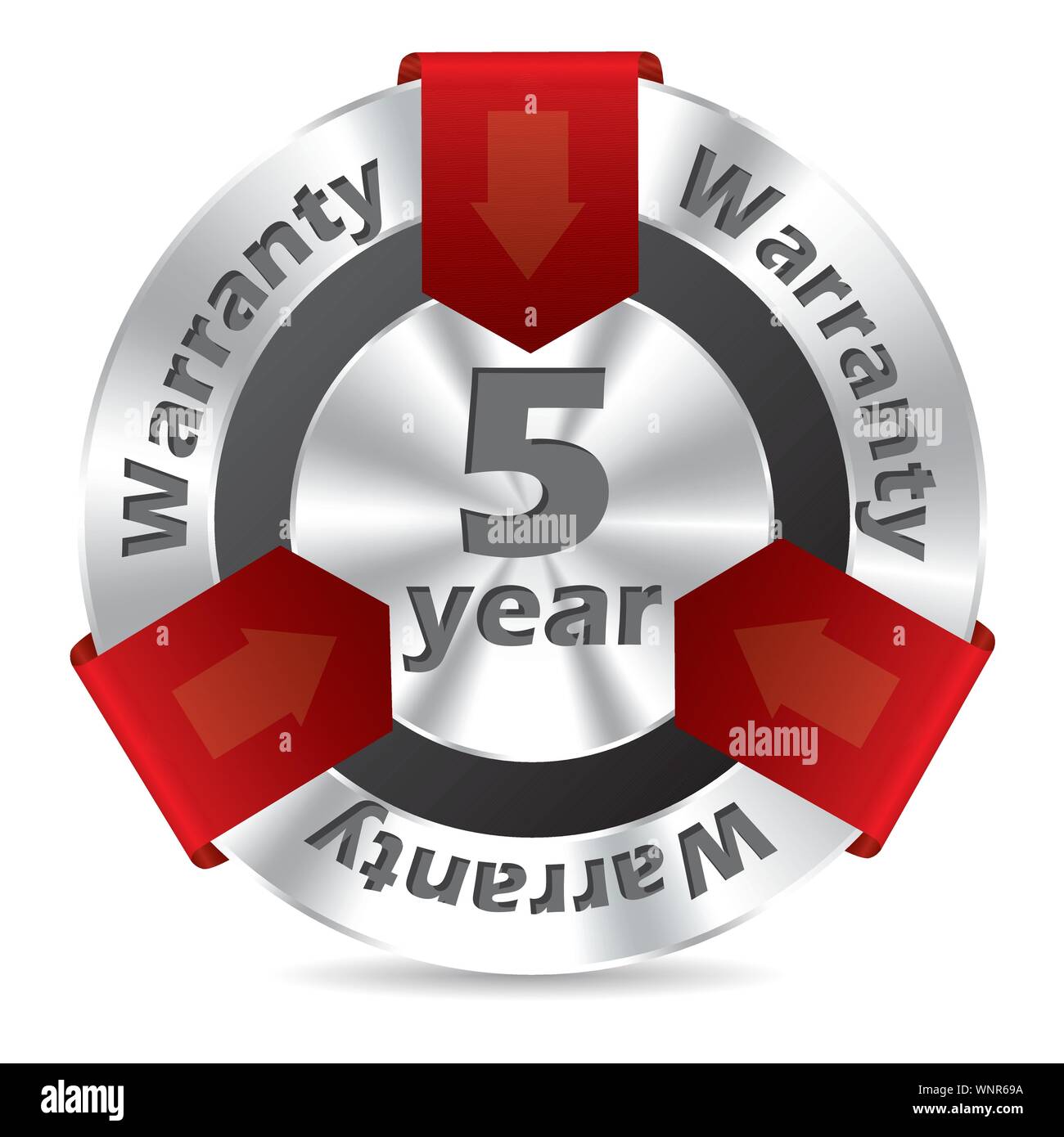 5 year warranty badge design Stock Vector