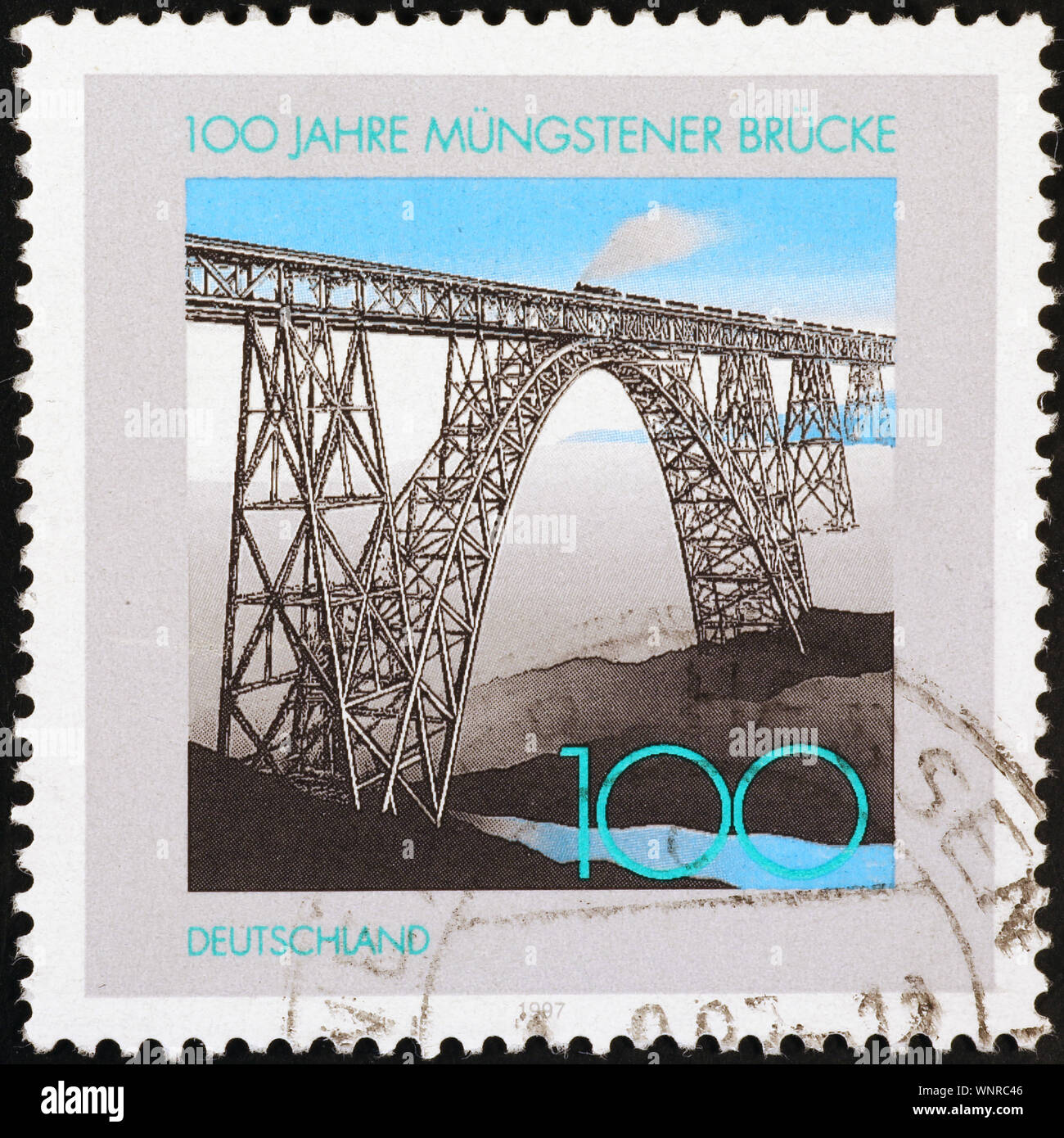 Müngsten bridge on german postage stamp Stock Photo