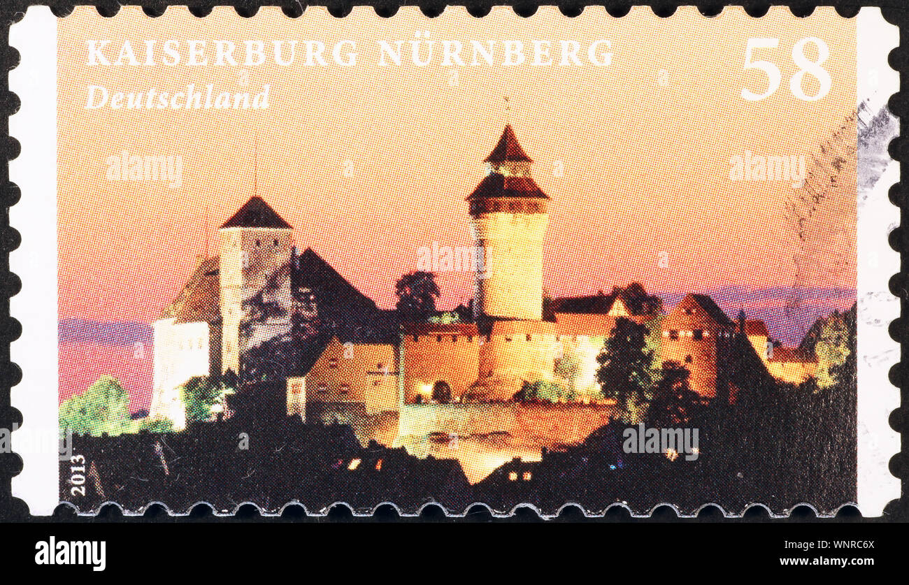 Nuremberg castle on german postage stamp Stock Photo