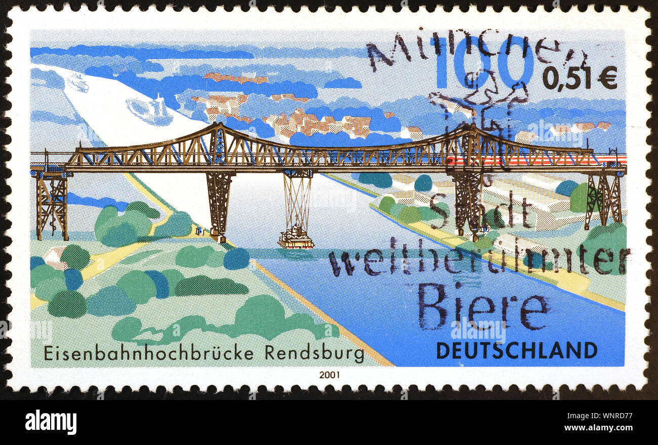 Rendsburg High Bridge on german postage stamp Stock Photo - Alamy