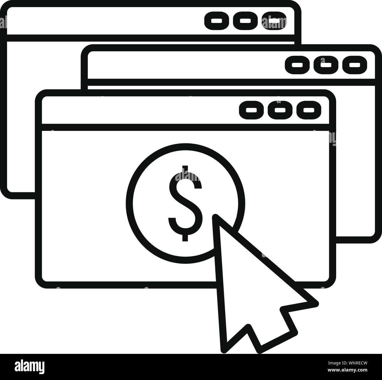 Web money page icon. Outline web money page vector icon for web design ...