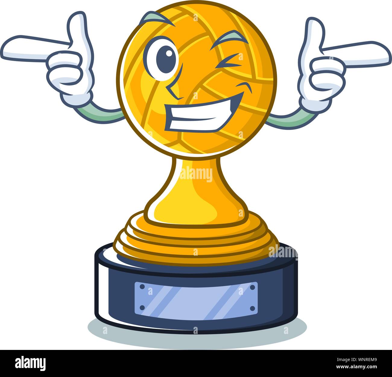 Wink volleyball cartoon trophy in mascot cupboard Stock Vector Image