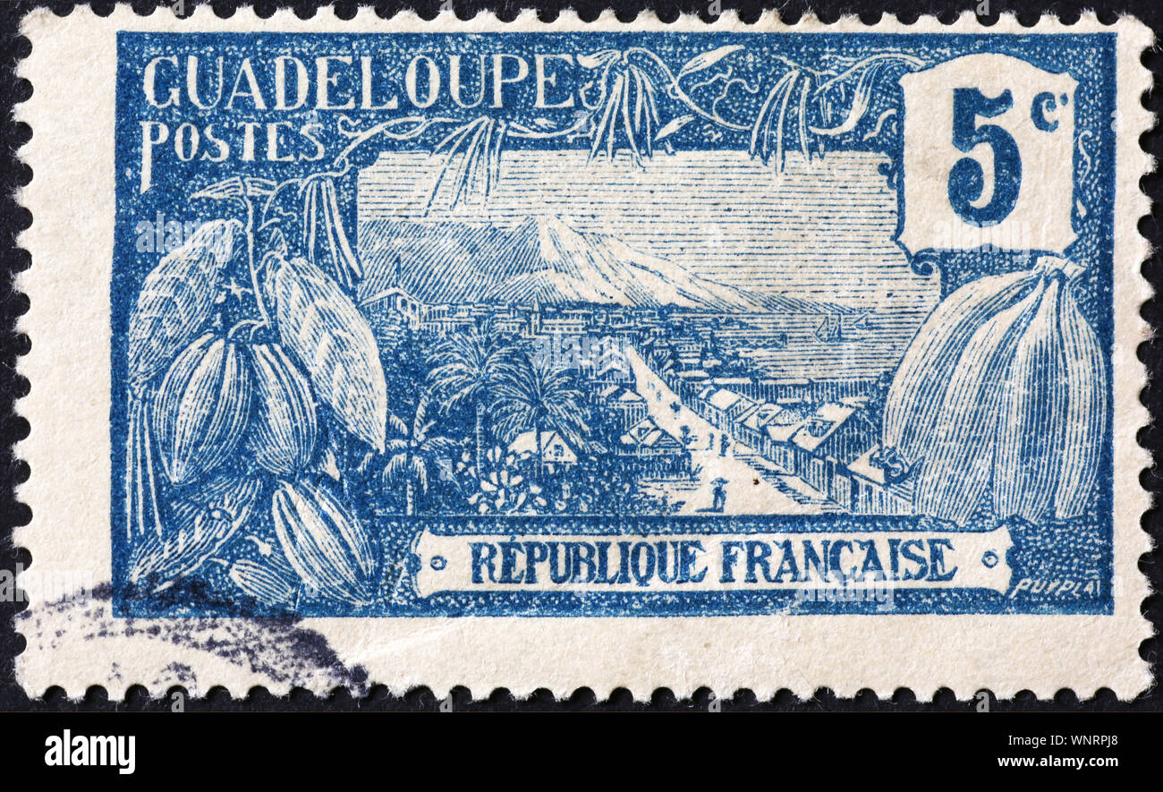 Beautiful vintage postage stamp of Guadeloupe Stock Photo