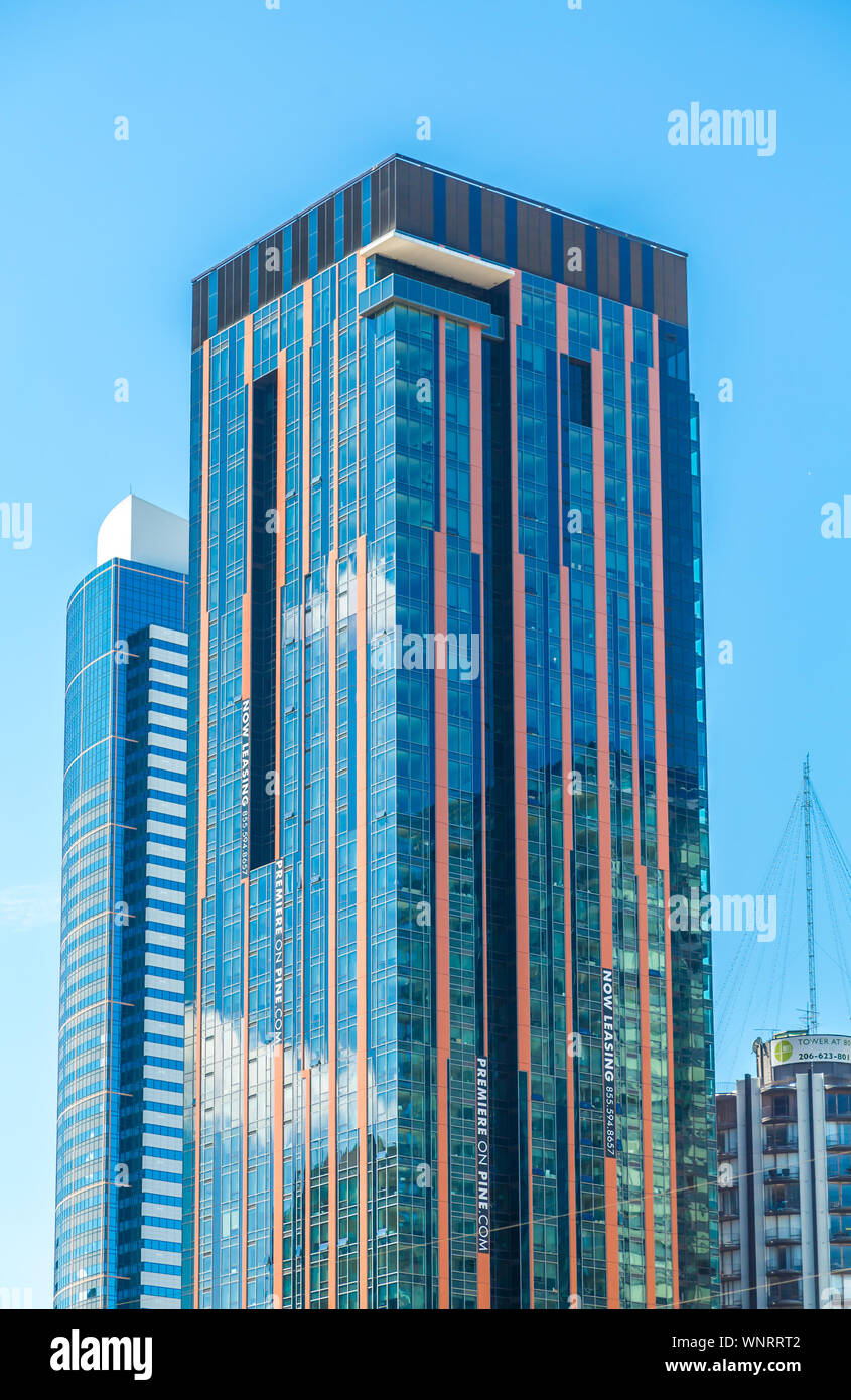Modern architecture in the skyline of Seattle Stock Photo