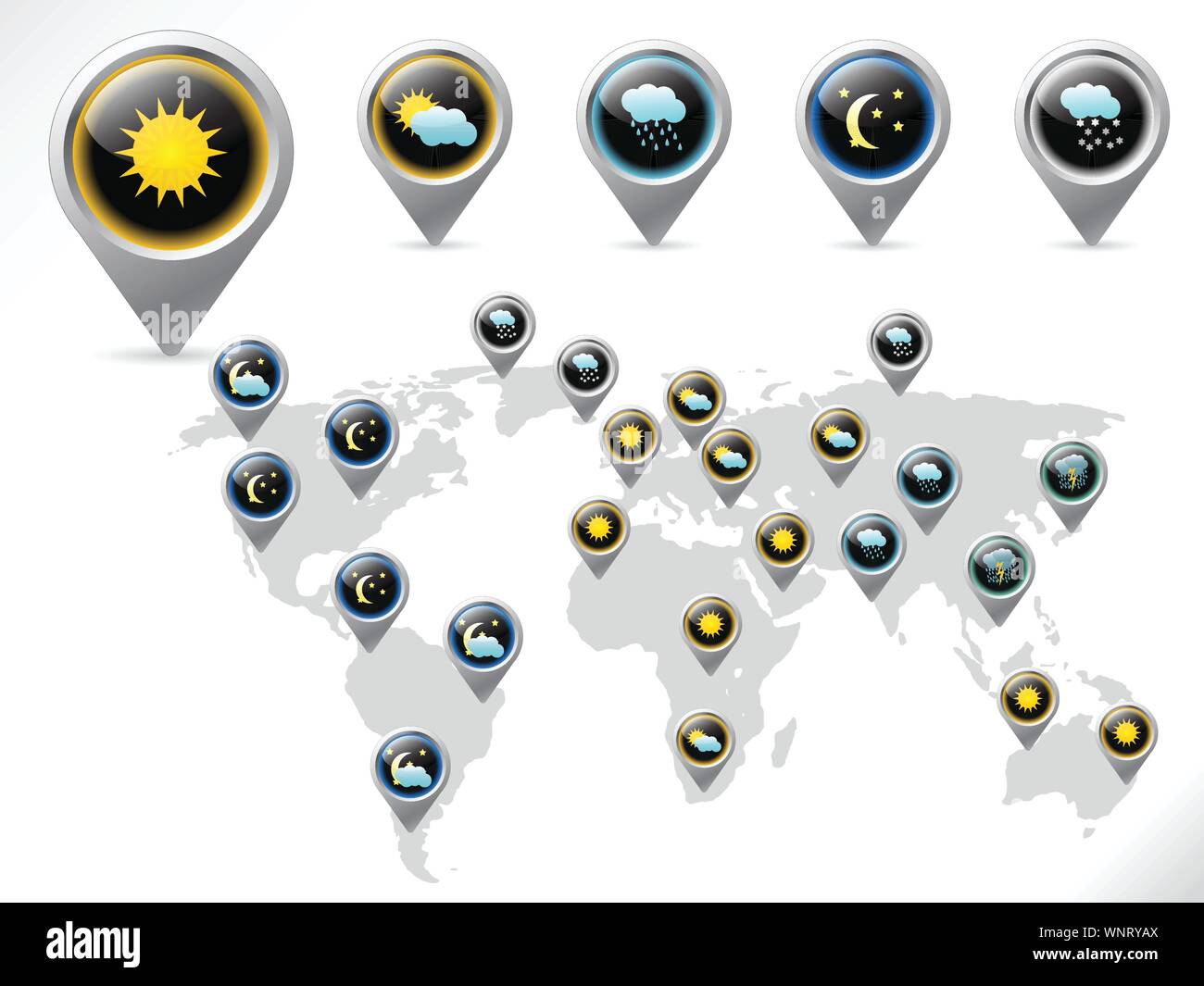 Shiny weather icon set Stock Vector Image & Art - Alamy
