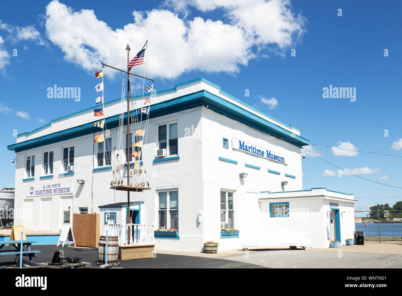 Oswego, New York, USA. September 6, 2019. The  H. Lee White Maritime Museum in downtown Oswego on the shores of Lake Ontario Stock Photo