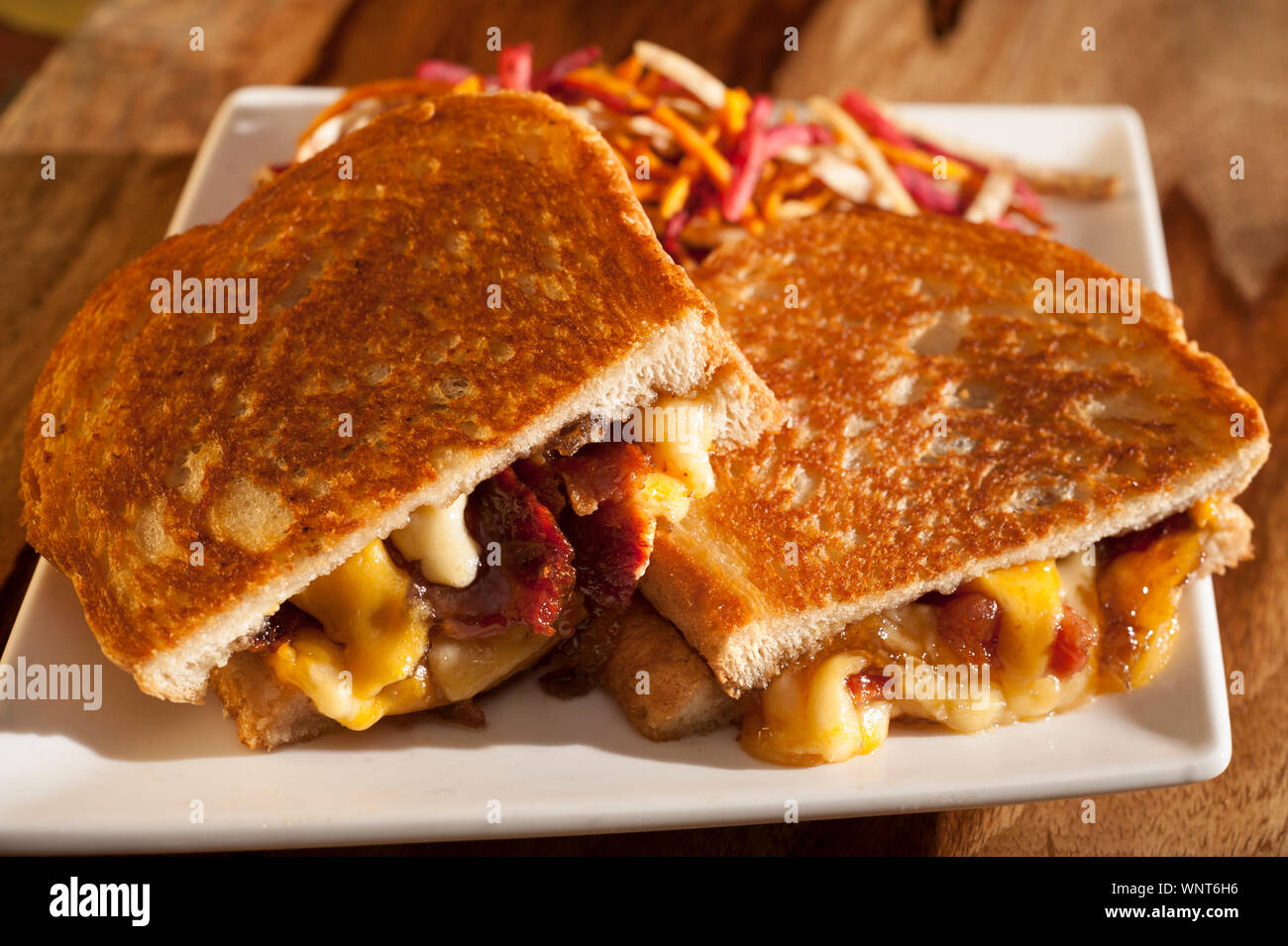 Grilled Cheese with Gouda and Cheddar Stock Photo
