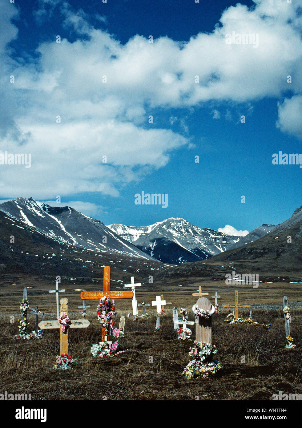 Wooden crosses mark the graves of Native Alaskans buried at Anaktuvuk